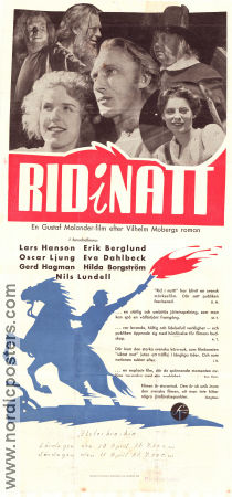 Rid i natt 1942 movie poster Oscar Ljung Gerd Hagman Eva Dahlbeck Gustaf Molander Writer: Vilhelm Moberg
