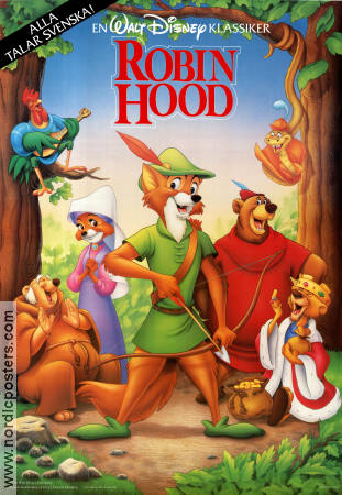 Robin Hood Disney 1973 movie poster Brian Bedford Wolfgang Reitherman Animation