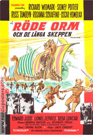 Röde Orm och de långa skeppen 1964 poster Richard Widmark Sidney Poitier Russ Tamblyn Jack Cardiff Hitta mer: Vikings Skepp och båtar