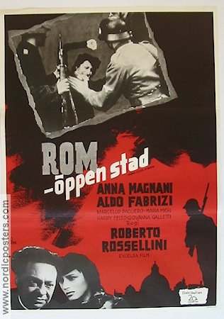 Roma Citta Aperta 1945 movie poster Anna Magnani Aldo Fabrizi Roberto Rossellini Find more: Nazi