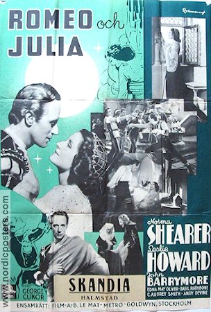 Romeo and Juliet 1936 movie poster Norma Shearer Leslie Howard John Barrymore Writer: William Shakespeare