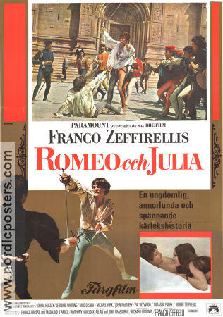 Romeo and Juliet 1968 movie poster Olivia Hussey Franco Zeffirelli Writer: William Shakespeare