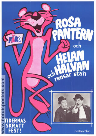 Rosa Pantern och Helan och Halvan rensar stan 1971 movie poster Laurel and Hardy Helan och Halvan Bob Camp Find more: Pink Panther Animation