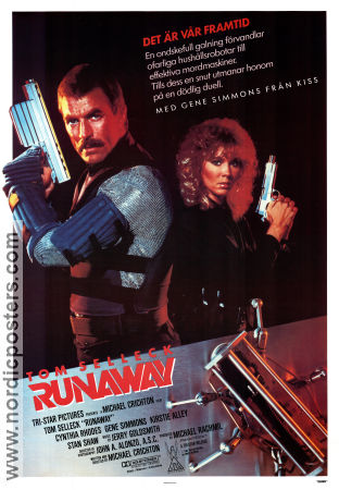 Runaway 1984 poster Tom Selleck Cynthia Rhodes Gene Simmons Michael Crichton Kändisar