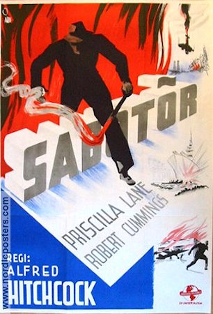 Saboteur 1942 movie poster Priscilla Lane Robert Cummings Otto Kruger Alfred Hitchcock