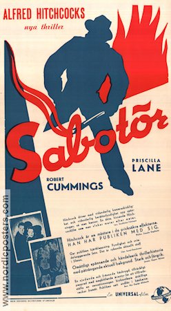 Saboteur 1942 movie poster Priscilla Lane Robert Cummings Otto Kruger Alfred Hitchcock