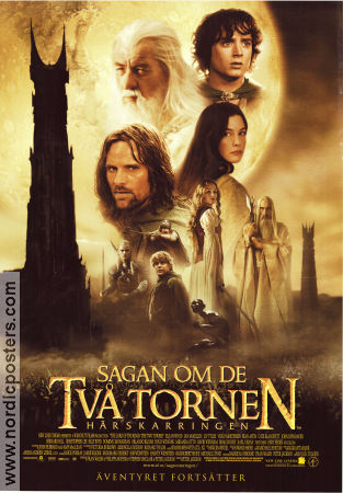 Sagan om de två tornen 2002 poster Elijah Wood Ian McKellen Liv Tyler Viggo Mortensen Orlando Bloom Christopher Lee Peter Jackson Hitta mer: Lord of the Rings