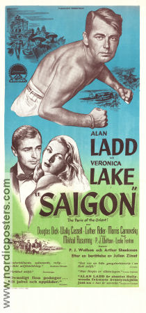 Saigon 1947 poster Alan Ladd Veronica Lake Douglas Dick Leslie Fenton Film Noir Asien