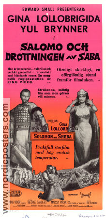 Solomon and Sheba 1959 movie poster Gina Lollobrigida Yul Brynner King Vidor Sword and sandal