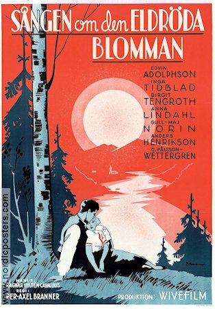 Sången om den eldröda blomman 1934 movie poster Edvin Adolphson Inga Tidblad Mountains