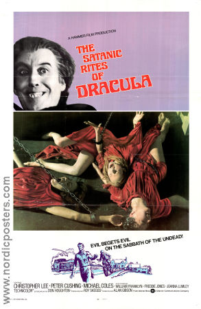 The Satanic Rites of Dracula 1973 movie poster Christopher Lee Peter Cushing Michael Coles Alan Gibson Production: Hammer Films