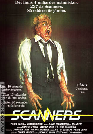 Scanners 1981 movie poster Jennifer O´Neill David Cronenberg Country: Canada