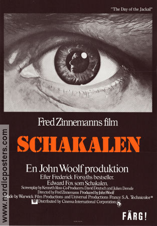 Day of the Jackal 1973 movie poster Edward Fox Terence Alexander Michel Auclair Frederick Forsyth Fred Zinnemann