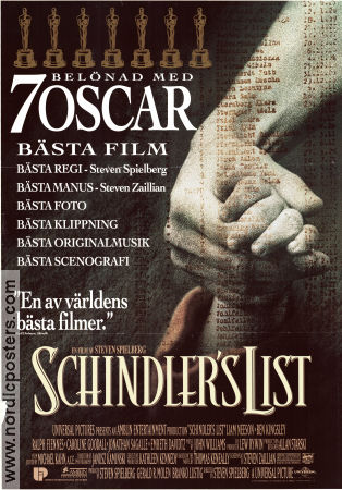 Schindler´s List 1993 movie poster Liam Neeson Ralph Fiennes Ben Kingsley Caroline Goodall Jonathan Sagall Steven Spielberg Find more: Nazi