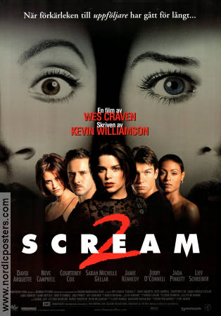 Scream 2 1997 movie poster David Arquette Courteney Cox Sarah Michelle Gellar Wes Craven
