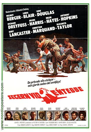 Victory at Entebbe 1976 movie poster Helmut Berger Linda Blair Anthony Hopkins Marvin J Chomsky Planes Find more: Africa