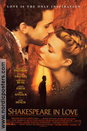 Shakespeare in Love 1998 movie poster Gwyneth Paltrow Joseph Fiennes Judi Dench John Madden Find more: William Shakespeare