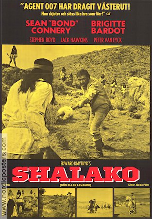 Shalako 1968 poster Sean Connery Brigitte Bardot Stephen Boyd Edward Dmytryk Berg