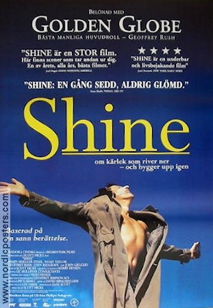 Shine 1996 movie poster Geoffrey Rush Armin Mueller-Stahl Justin Braine Scott Hicks