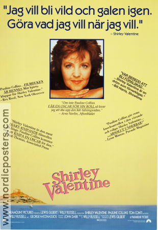 Shirley Valentine 1989 movie poster Pauline Collins Tom Conti Lewis Gilbert