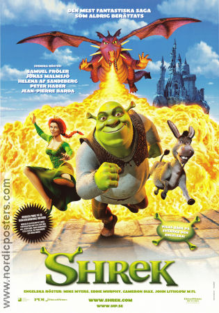 Shrek 2001 movie poster Mike Myers Andrew Adamson Production: Dreamworks Animation Animation