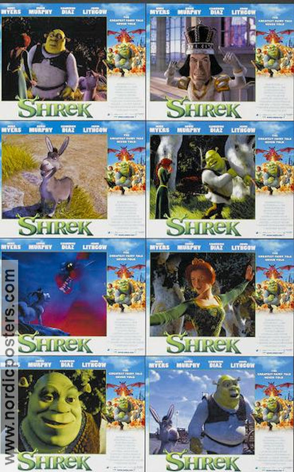 Shrek 2001 lobby card set Mike Myers Animation