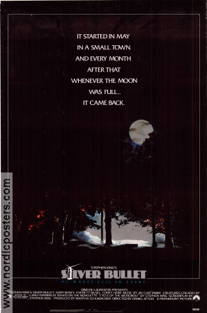 Silver Bullet 1985 movie poster Gary Busey Everett McGill Corey Haim Daniel Attias Writer: Stephen King