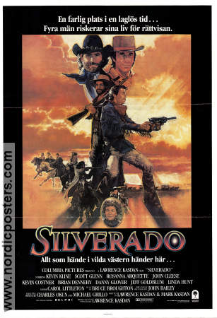 Silverado 1985 movie poster Kevin Kline Scott Glenn John Cleese Rosanna Arquette Lawrence Kasdan