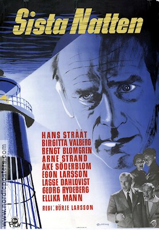 Sista natten 1956 movie poster Hans Strååt Birgitta Valberg Bengt Blomgren Börje Larsson