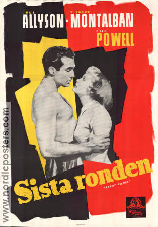 Right Cross 1950 movie poster June Allyson Ricardo Montalban Dick Powell John Sturges Boxing