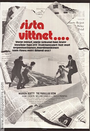 Sista vittnet 1974 poster Warren Beatty Paula Prentiss William Daniels Alan J Pakula Tidningar