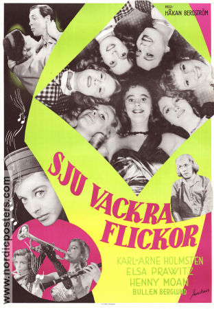 Sju vackra flickor 1956 movie poster Karl-Arne Holmsten Elsa Prawitz Henny Moan Håkan Bergström Instruments
