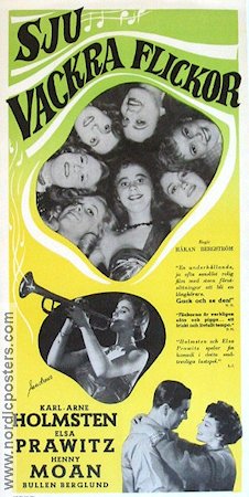 Sju vackra flickor 1956 movie poster Karl-Arne Holmsten Elsa Prawitz Henny Moan Håkan Bergström Instruments