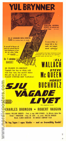 Sju vågade livet 1960 poster Yul Brynner Steve McQueen Charles Bronson Eli Wallach Robert Vaughn Horst Buchholz John Sturges