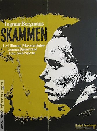 Shame 1968 movie poster Liv Ullmann Max von Sydow Max von Sydow Sigge Fürst Ingmar Bergman