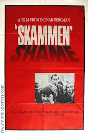 Shame 1968 movie poster Liv Ullmann Max von Sydow Max von Sydow Sigge Fürst Ingmar Bergman