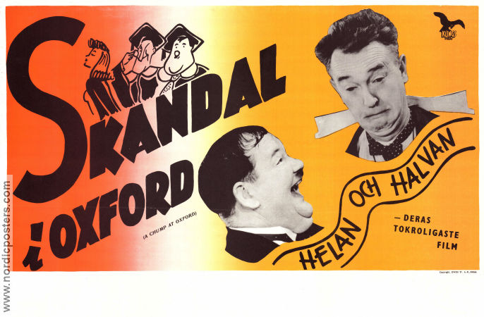 A Chump At Oxford 1939 movie poster Helan och Halvan Laurel and Hardy Forrester Harvey Alfred J Goulding School