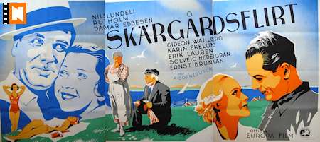 Skärgårdsflirt 1935 movie poster Nils Lundell Rut Holm Gideon Wahlberg Dagmar Ebbesen Eric Rohman art Skärgård