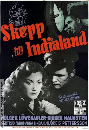 Skepp till India land 1947 movie poster Holger Löwenadler Gertrud Fridh Ingmar Bergman