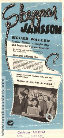 Skeppar Jansson 1945 movie poster Douglas Håge Artur Rolén Dagmar Ebbesen Sigurd Wallén Skärgård