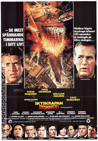 The Towering Inferno 1974 movie poster Steve McQueen Paul Newman William Holden Faye Dunaway John Guillermin Fire