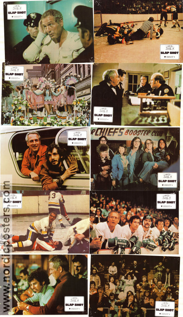 Slap Shot 1977 lobby card set Paul Newman Michael Ontkean Strother Martin George Roy Hill Winter sports