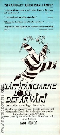 Släpp fångarne loss det är vår 1975 movie poster Lena Nyman Gösta Ekman Ernst-Hugo Järegård Tage Danielsson Poster artwork: Per Åhlin Production: AB Svenska Ord