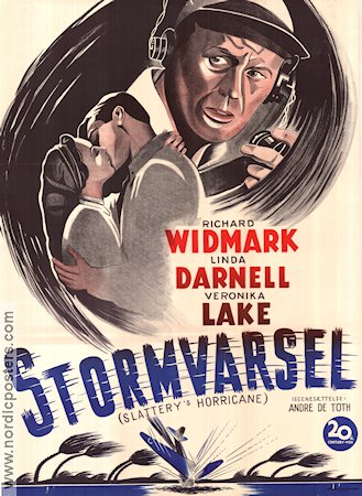 Slattery´s Hurricane 1949 movie poster Richard Widmark Linda Darnell