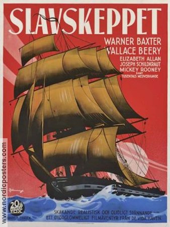 Slave Ship 1937 movie poster Warner Baxter Wallace Beery Ships and navy