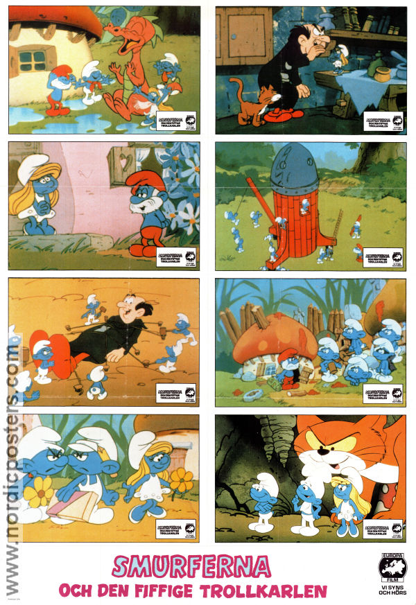 Smurferna och den fiffige trollkarlen 1981 lobbykort Smurferna Smurfs Ray Patterson Filmbolag: Hanna-Barbera Animerat Från serier