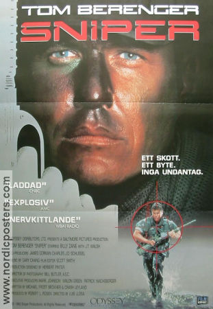 Sniper 1993 poster Tom Berenger Billy Zane JT Walsh Luis Llosa Vapen