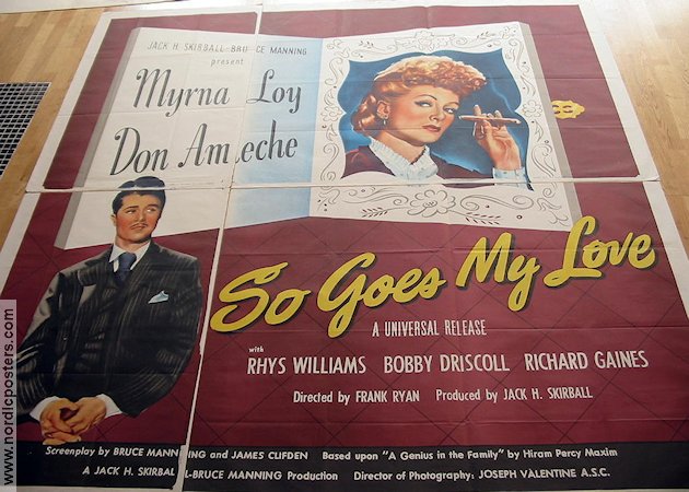 So Goes My Love 1946 movie poster Myrna Loy Don Ameche Rhys Williams Frank Ryan Find more: Large poster