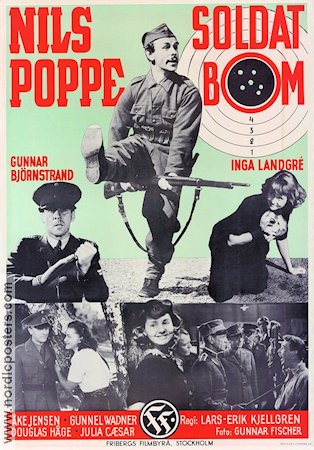 Soldat Bom 1948 movie poster Nils Poppe Inga Landgré Gunnar Björnstrand Lars-Eric Kjellgren