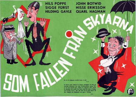 Som fallen från skyarna 1943 movie poster Nils Poppe Nils Ericson Hilding Gavle